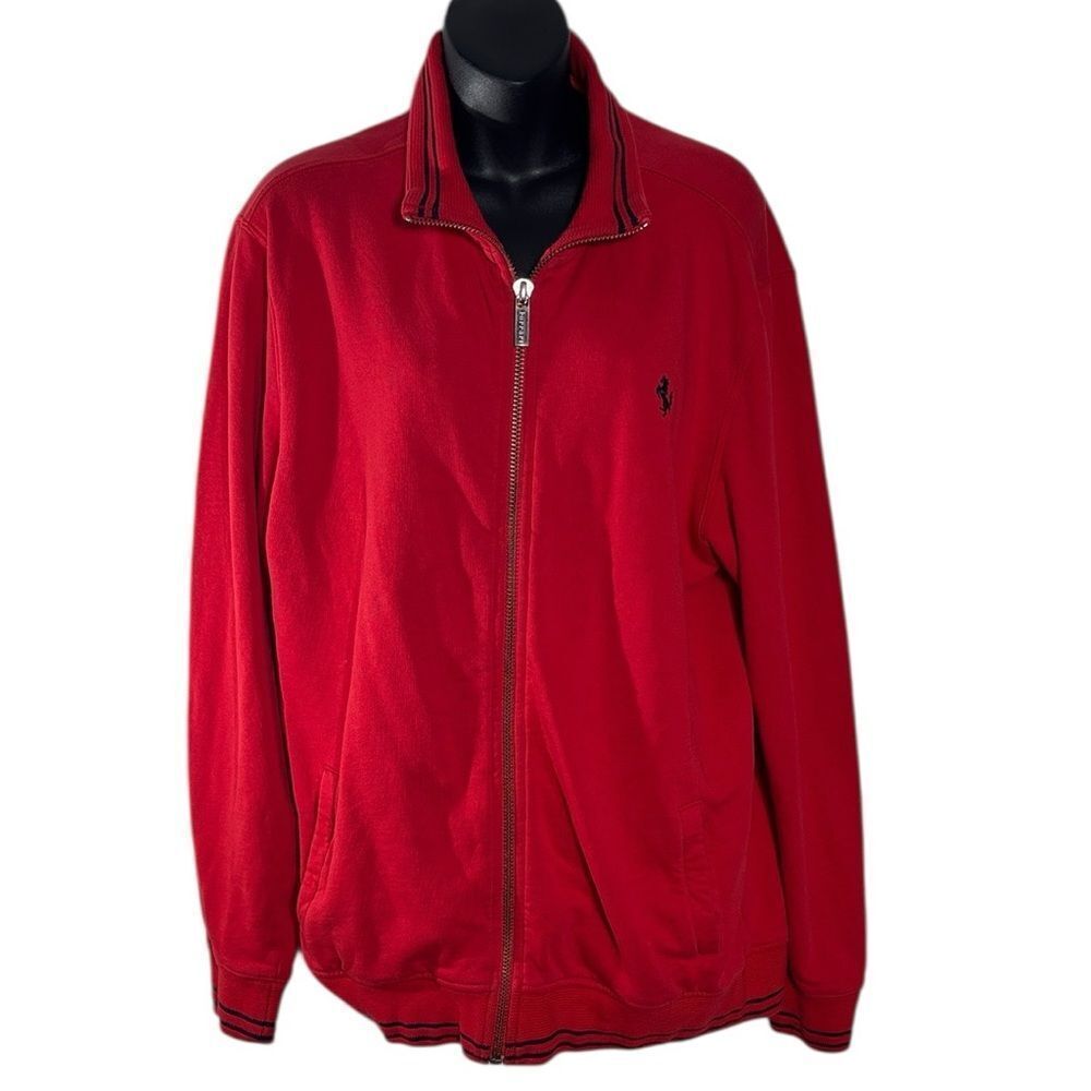 Ferrari men’s xl red zip up collared sweater logo horse‎ quality thick